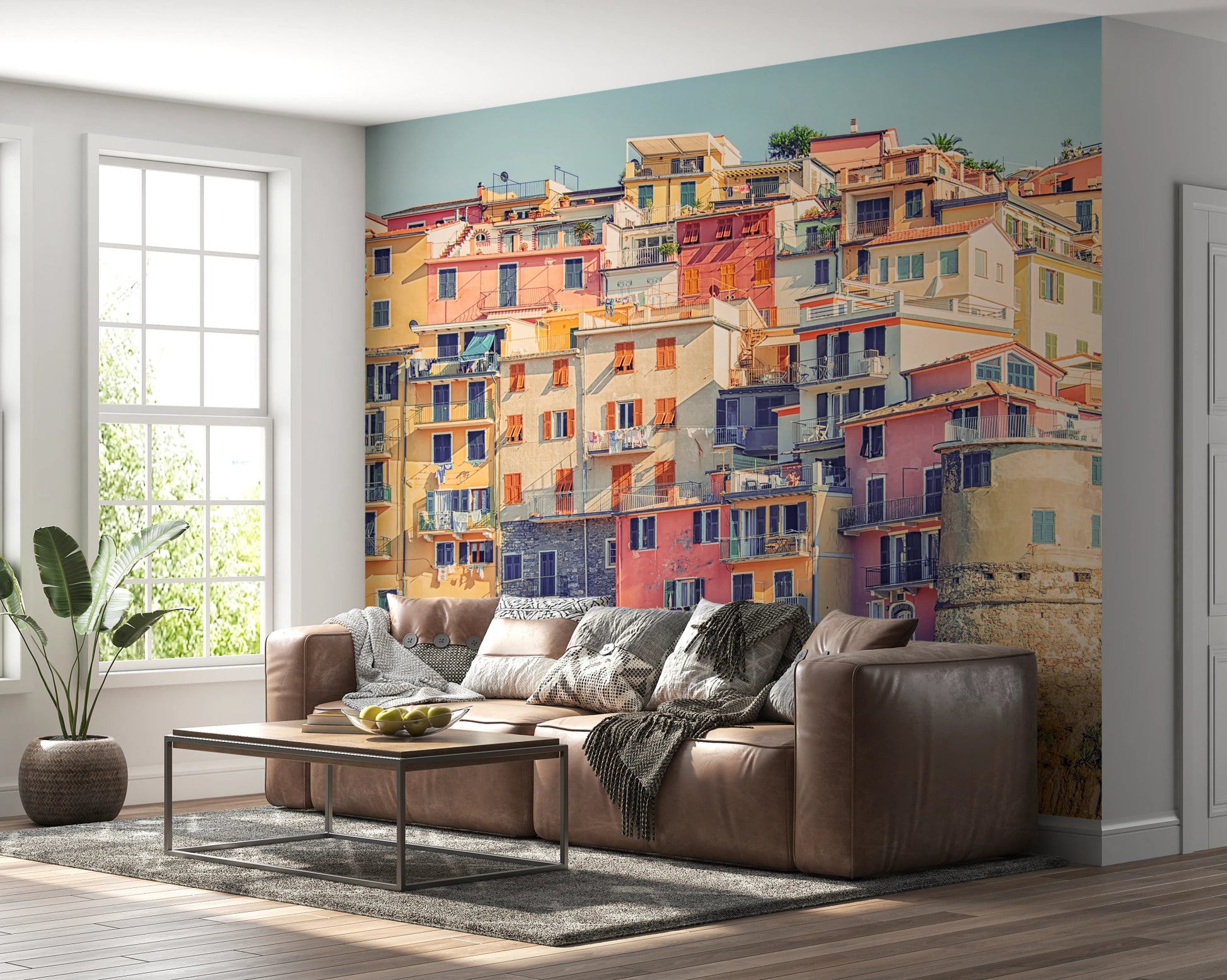 Manarola Vista wall mural with Italian city view
