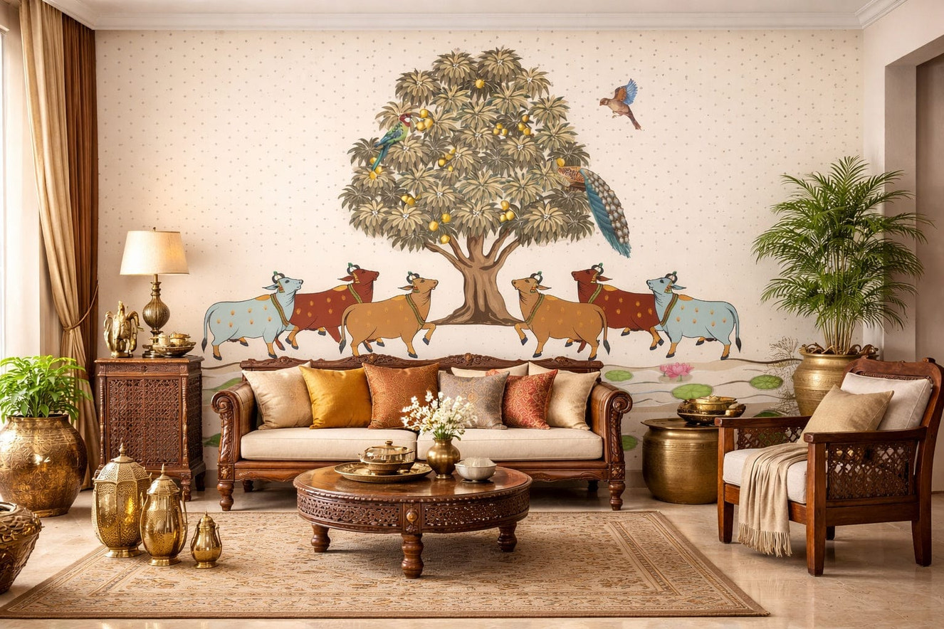 Mango Grove Pichwai Wallpaper