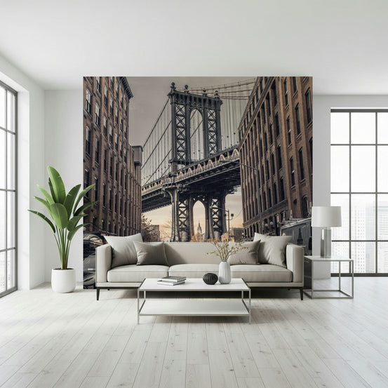 Manhattan Bridge from Dumbo mural, iconic street view wallpaper design., GD6898