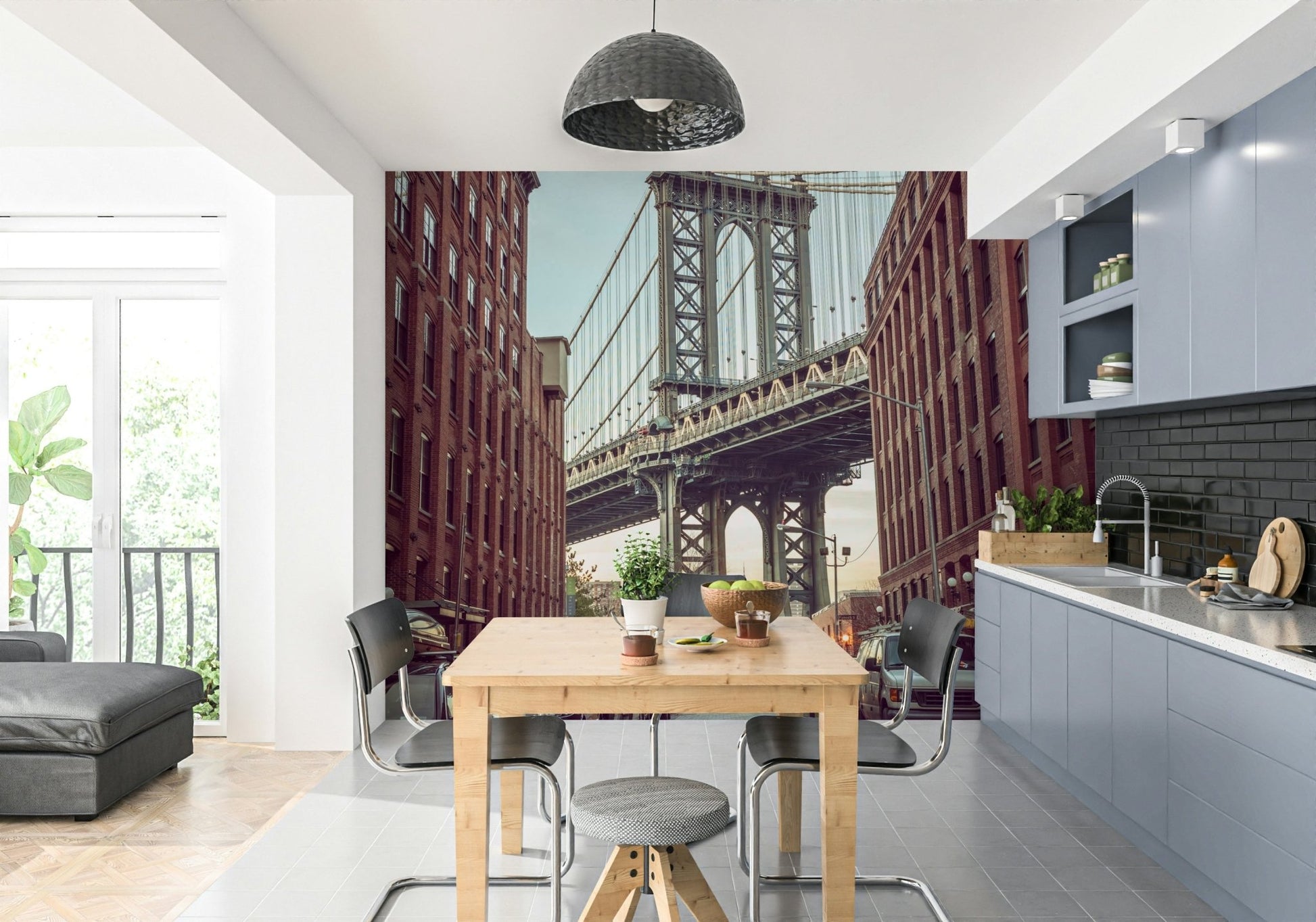 Urban landscape with bridge.

