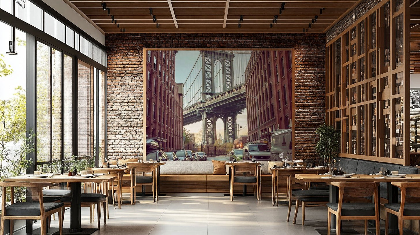 Architectural view of Manhattan Bridge.

