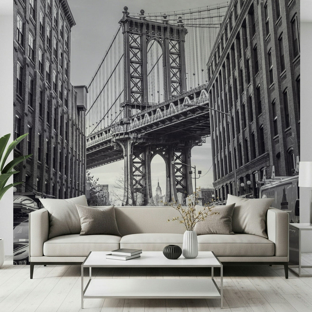 Iconic urban cityscape wallpaper for an industrial feature wall., GD7741