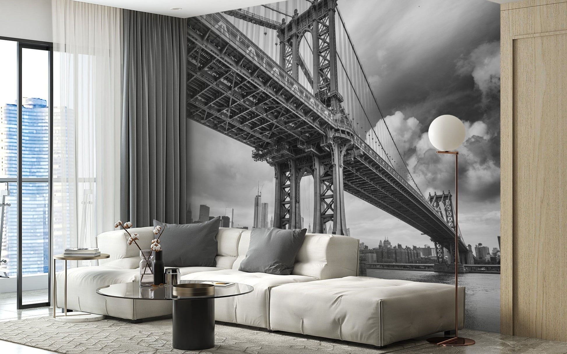 Iconic NYC bridge wallpaper art style B227