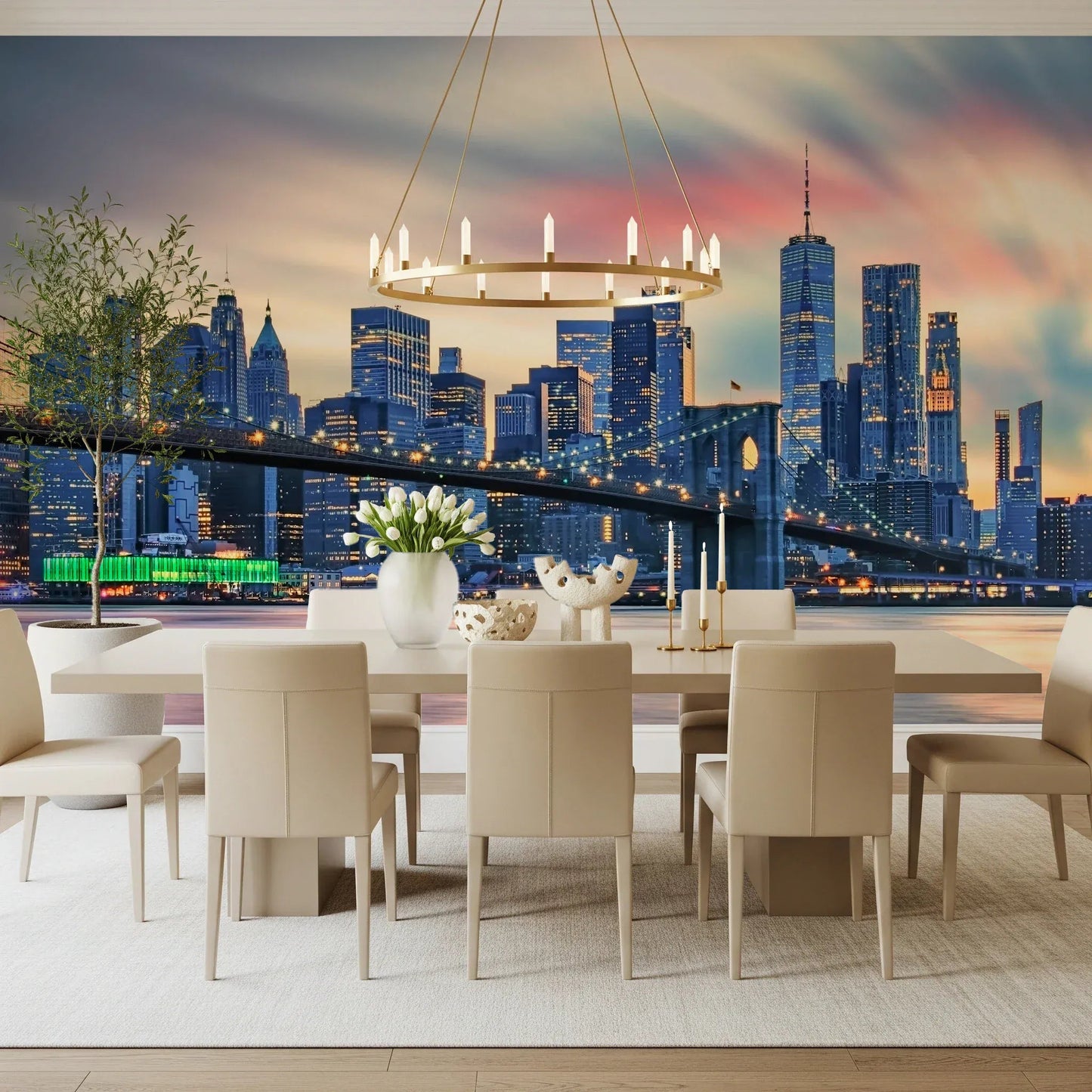Manhattan City Lights Wall Mural