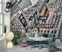 Manhattan Crossroads Broadway sign skyscraper photo wallpaper.