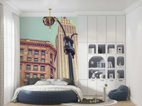 Uptown view, towering Manhattan architecture mural, impressive wallpaper.