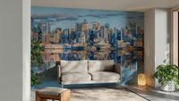 Urban landscape mirror wall art featuring Manhattan.

