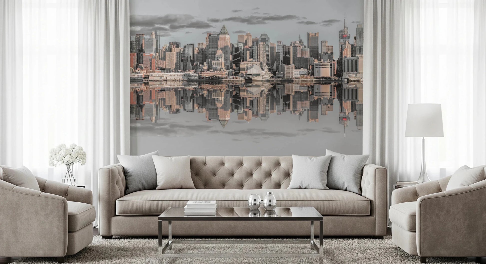 Manhattan Skyline Panorama wall mural with skyscraper detail, GD8765