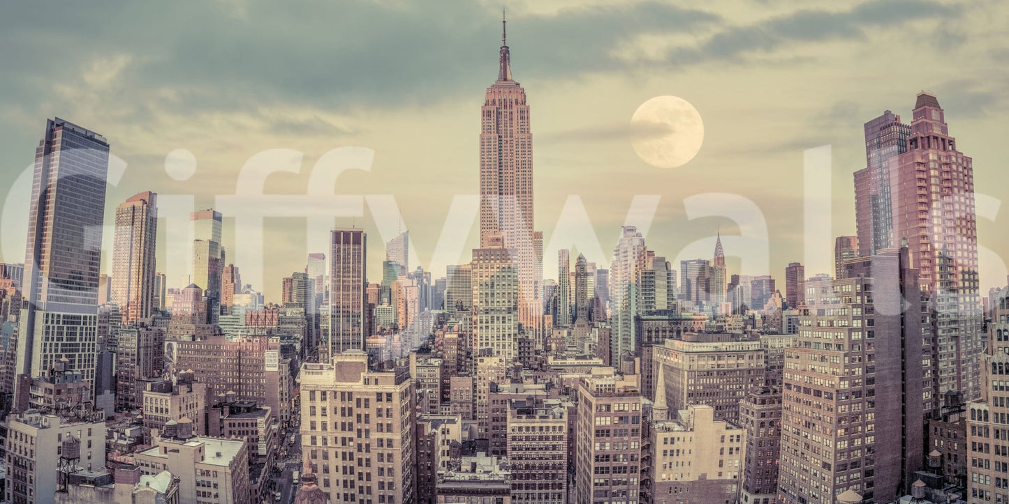 Panoramic Skyline photography wallpaper, artistic large format Manhattan mural.