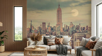 High-rise buildings at dusk, huge City scene wallpaper, striking feature mural.