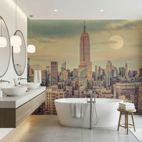 Grand Skyline graphic, timeless Manhattan appeal mural, impressive wallpaper.