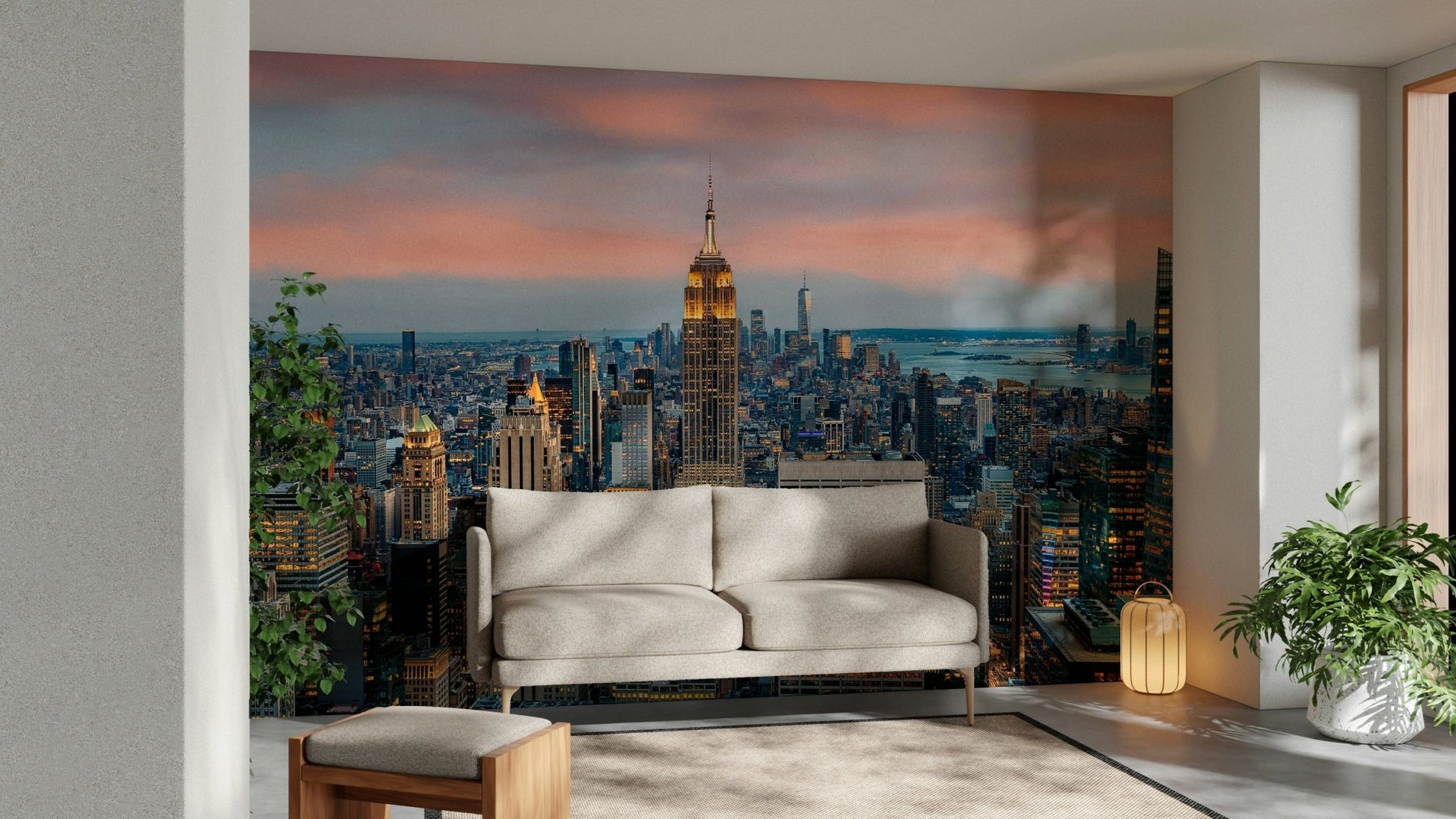 Empire State Building in golden light

