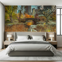 Manhattan's Autumn Embrace Wall Mural for a sophisticated feature wall.