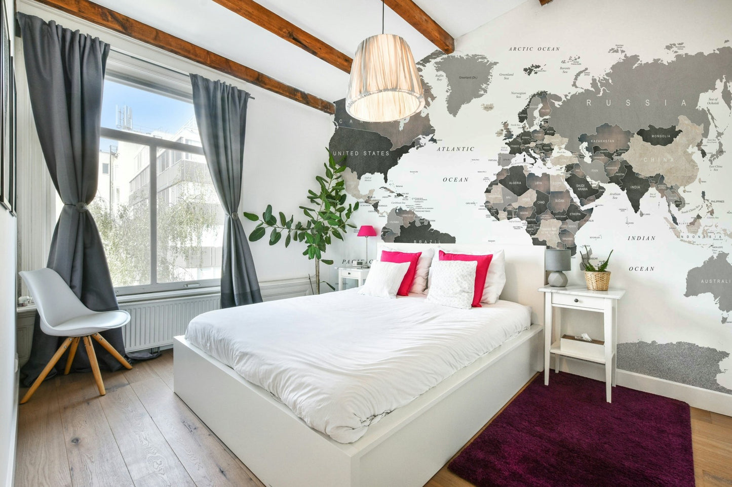 Neutral tones world map wallpaper

