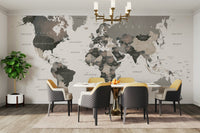 Earth mural in beige and grey hues

