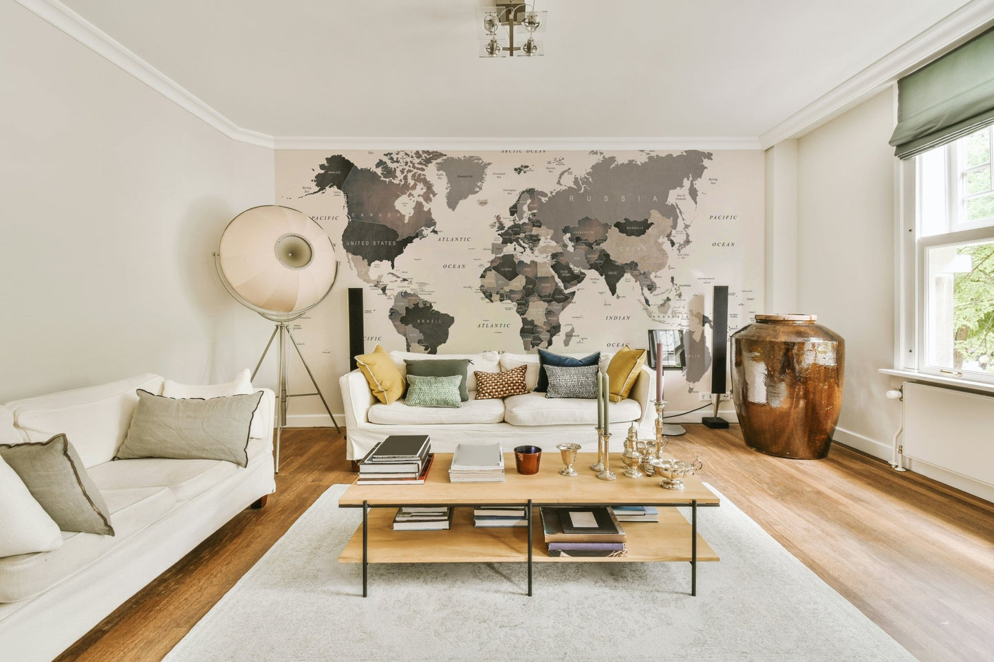 Contemporary map of world mural

