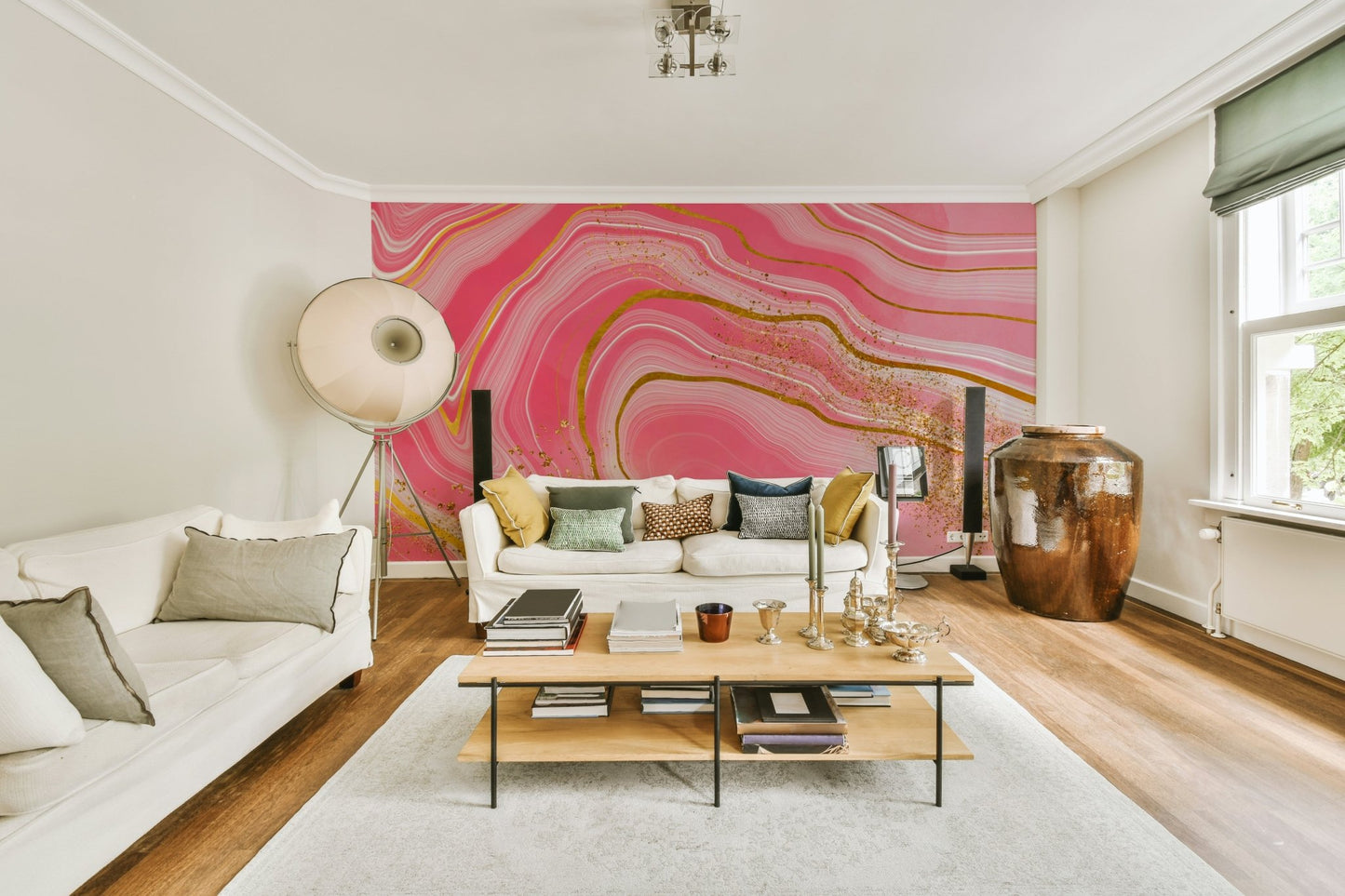 Marble Magic: Pink & Gold Wall Mural