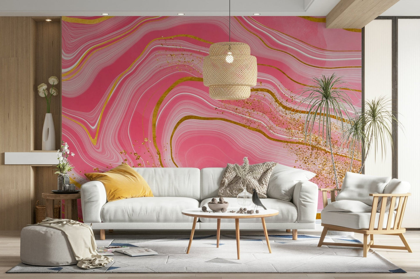 Marble Magic: Pink & Gold Wall Mural