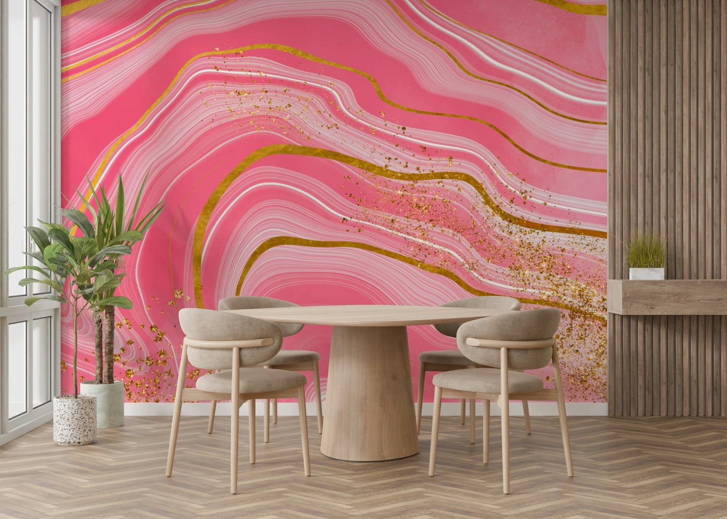 Marble Magic: Pink & Gold Wall Mural