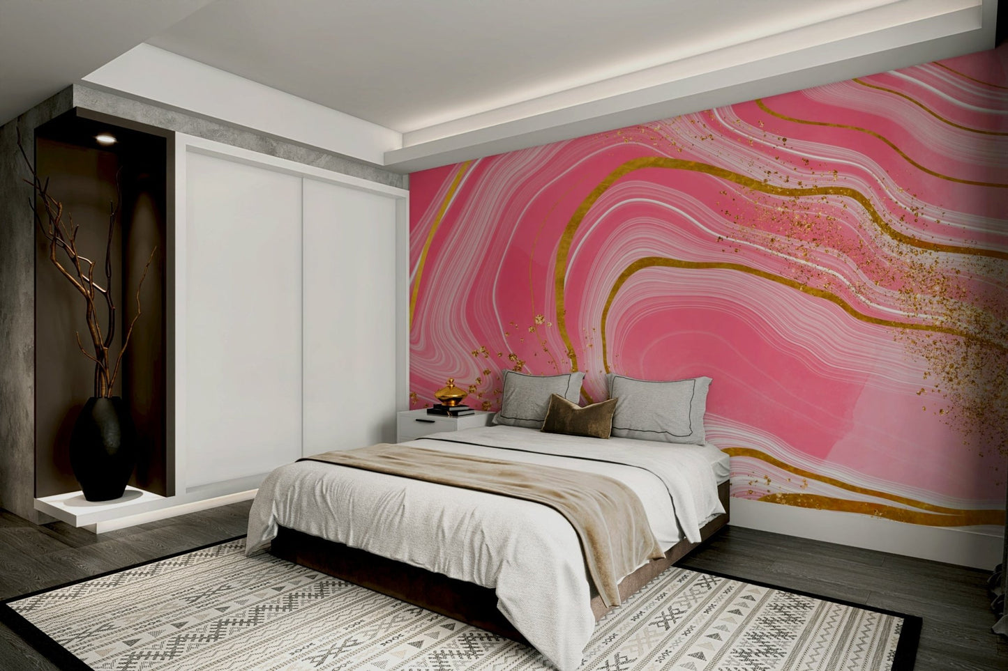 Marble Magic: Pink & Gold Wall Mural