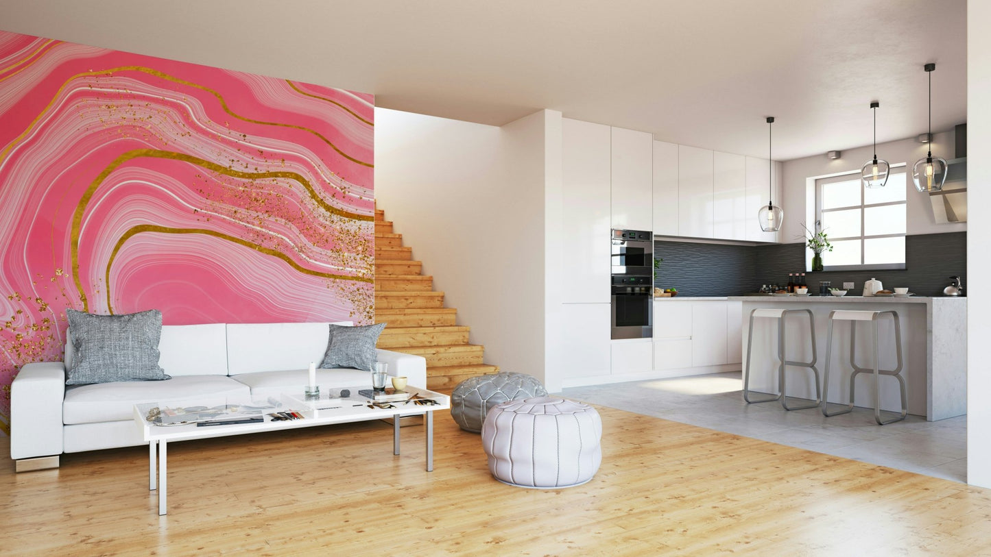 Marble Magic: Pink & Gold Wall Mural