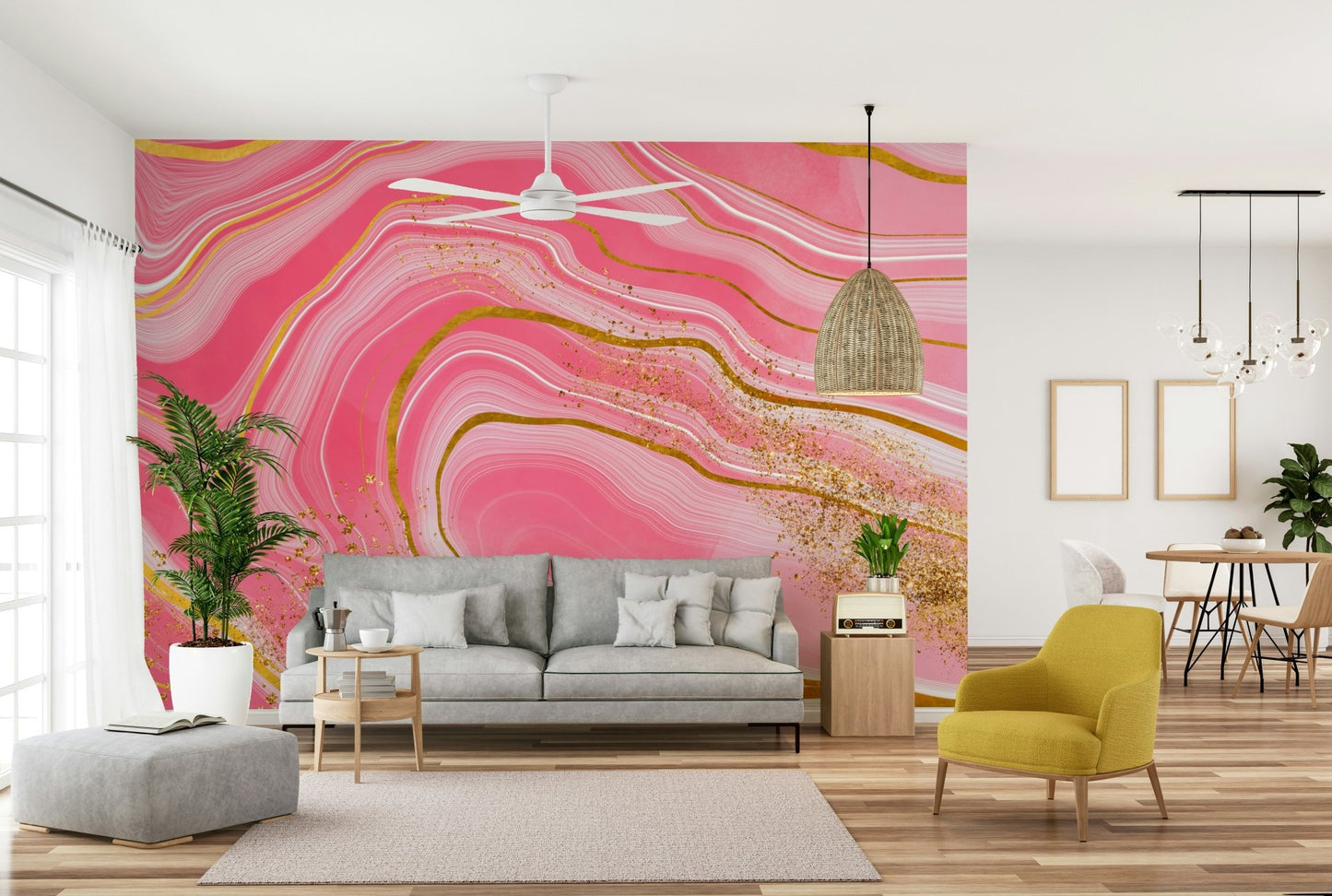 Marble Magic: Pink & Gold Wall Mural
