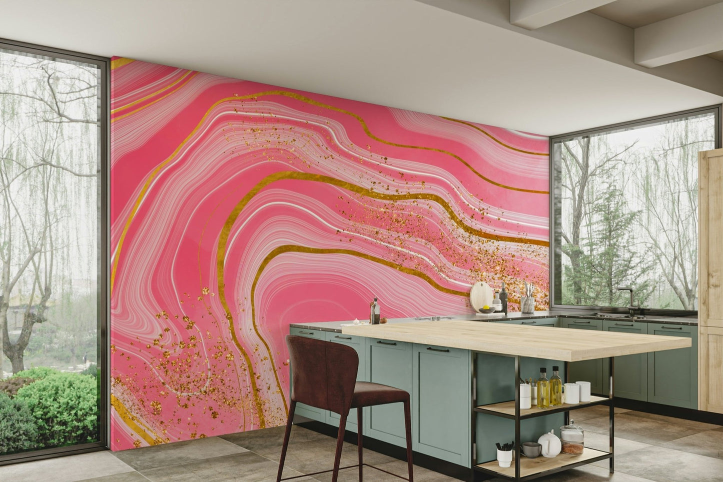 Marble Magic: Pink & Gold Wall Mural