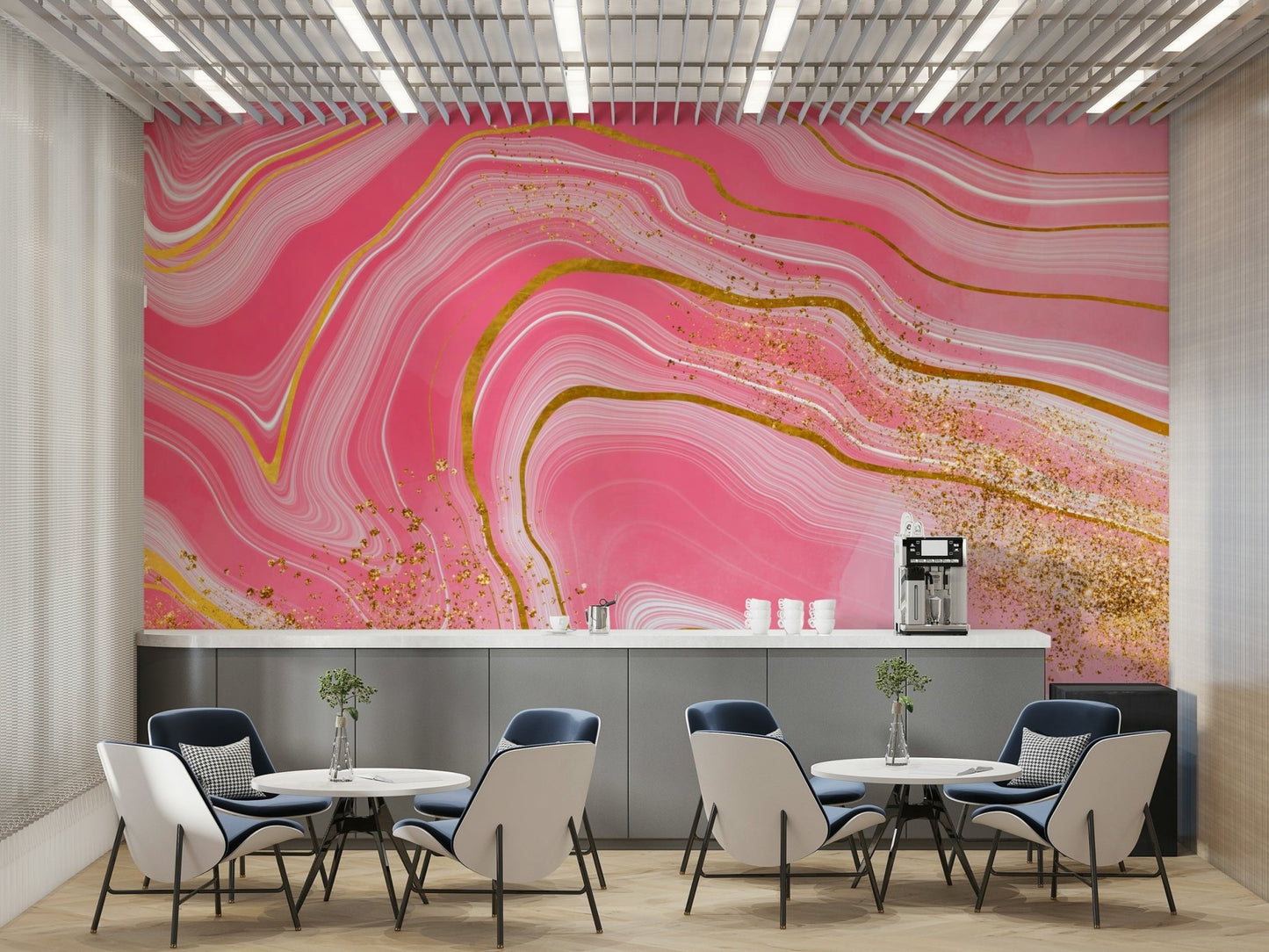 Marble Magic: Pink & Gold Wall Mural