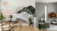 An artistic soft focus mural on minimalist wallpaper.