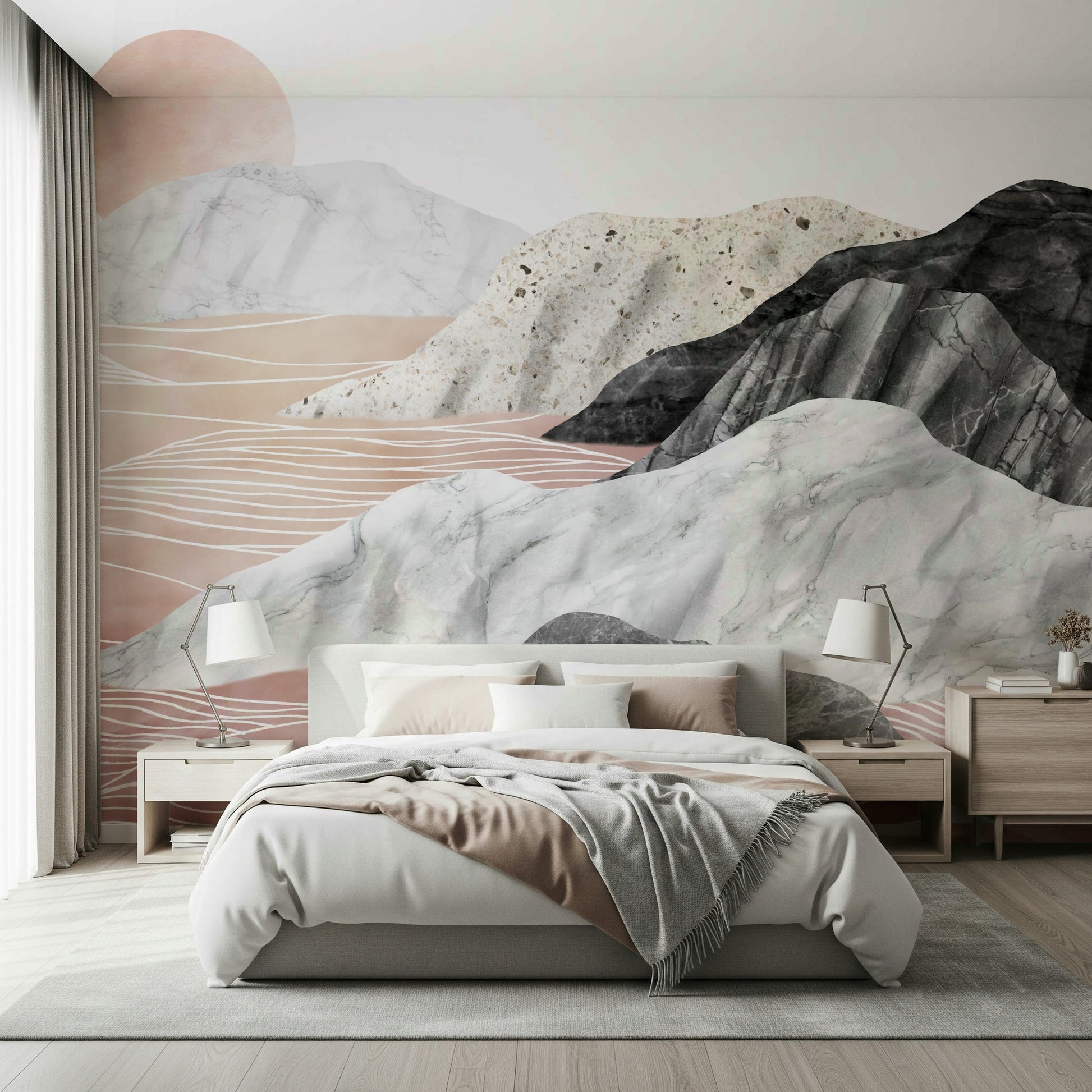 A contemplative gentle design wallpaper mural for a feature wall.