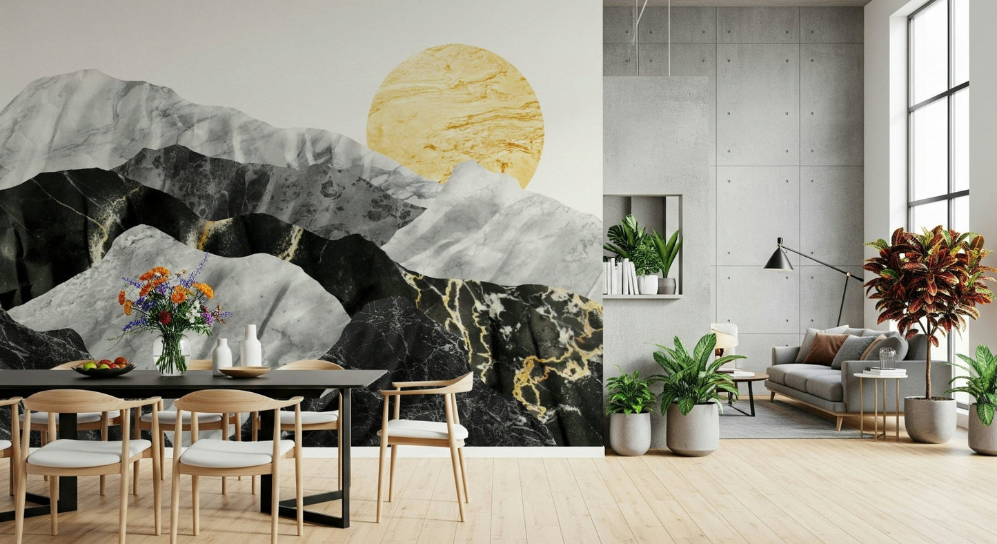 A calming granite pattern wallpaper mural that defines a space.