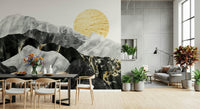 A calming granite pattern wallpaper mural that defines a space.