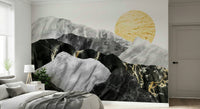 A serene mountain-like abstract wall mural for opulent decor.