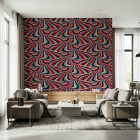 Vibrant abstract stripes design of the Marble Swirl Groovy Retro Abstract Stripes Colorful Wallpaper.
