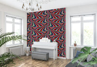 Marble Swirl Groovy Retro Abstract Stripes Colorful Wallpaper in a funky den.