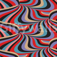 Modern maximalist decor with the Marble Swirl Groovy Retro Abstract Stripes Colorful Wallpaper.