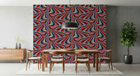 Marble Swirl Groovy Retro Abstract Stripes Colorful Wallpaper creating a stunning feature wall.