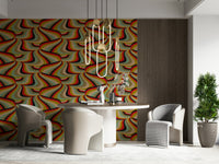 Vibrant abstract stripes design of the Marble Swirl Groovy Retro Abstract Stripes Colorful Wallpaper.