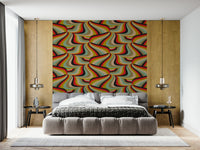 Colorful abstract wallpaper for walls using the Marble Swirl Groovy Retro Abstract Stripes Colorful Wallpaper.