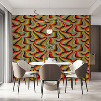 Retro 70s style pattern of the Marble Swirl Groovy Retro Abstract Stripes Colorful Wallpaper.