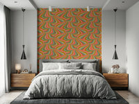 Abstract stripes colorful wallpaper mural in a modern office space.