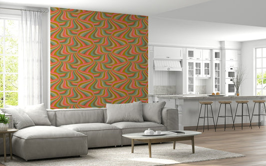 Marble Swirl Groovy Retro Abstract Stripes Colorful Wallpaper living room.
