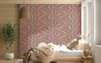 Retro 70s style pattern of the Marble Swirl Groovy Retro Abstract Stripes Colorful Wallpaper.