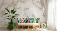 Elegant marble veins wall mural with curving lines and polished gold accents, GD5462
