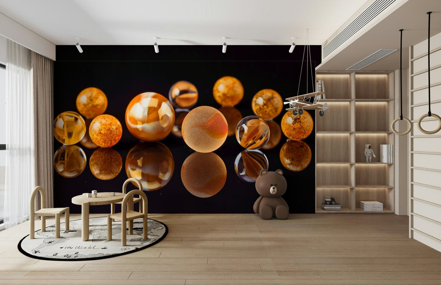 Artistic glass marbles wall mural

