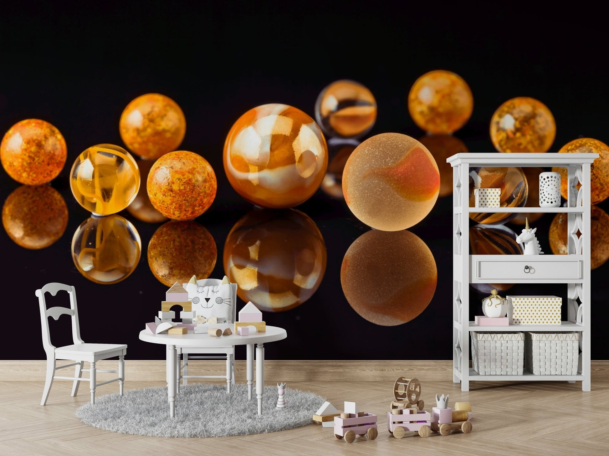 Amber marbles wallpaper for game rooms

