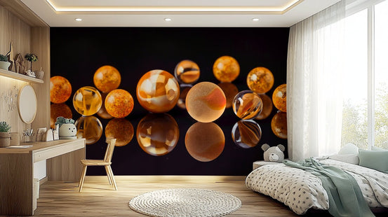 Marbles wall mural with black background, GD2361