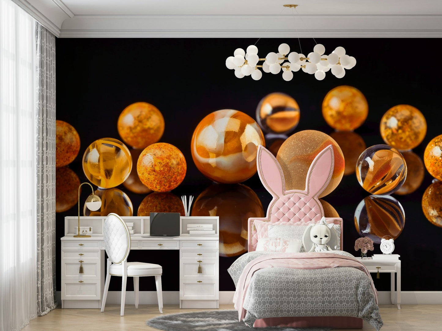 Modern mural with marble and reflection effect

