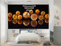 Kids room mural with colorful glass balls

