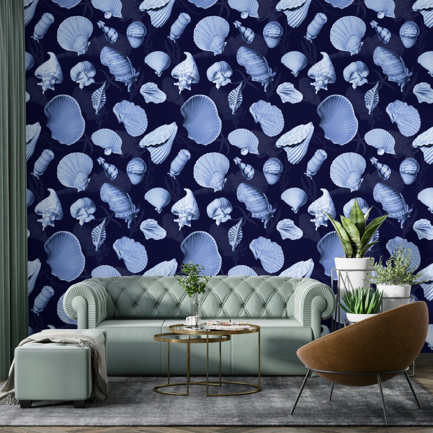 Gentle wave pattern Marea wallpaper for a relaxing room

